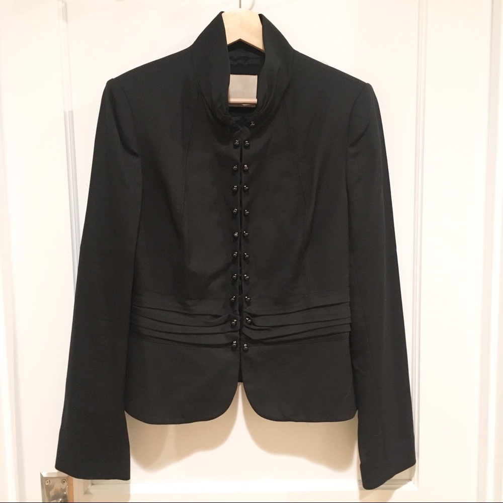 Magaschoni Black Button Front Blazer 10